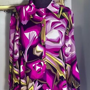 MISSONI FOR TARGET Purple and Pink Long Sleeve Button Down Blouse